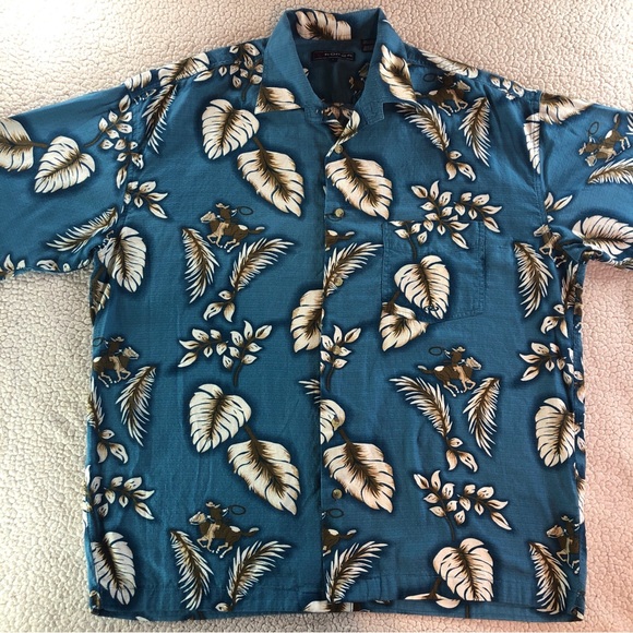 Roper Other - Roper Men's Hawaiian Shirt Western Button-Down Cotton Floral Cowboy S/S Large